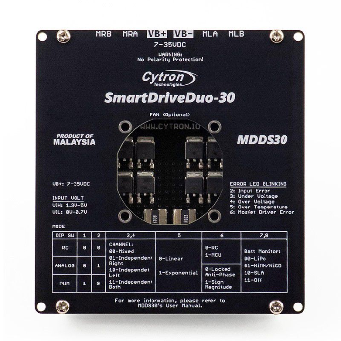 Cytron MDDS30 30A Dual Channel DC Motor Driver 7V-35V - Robotics & Automation
