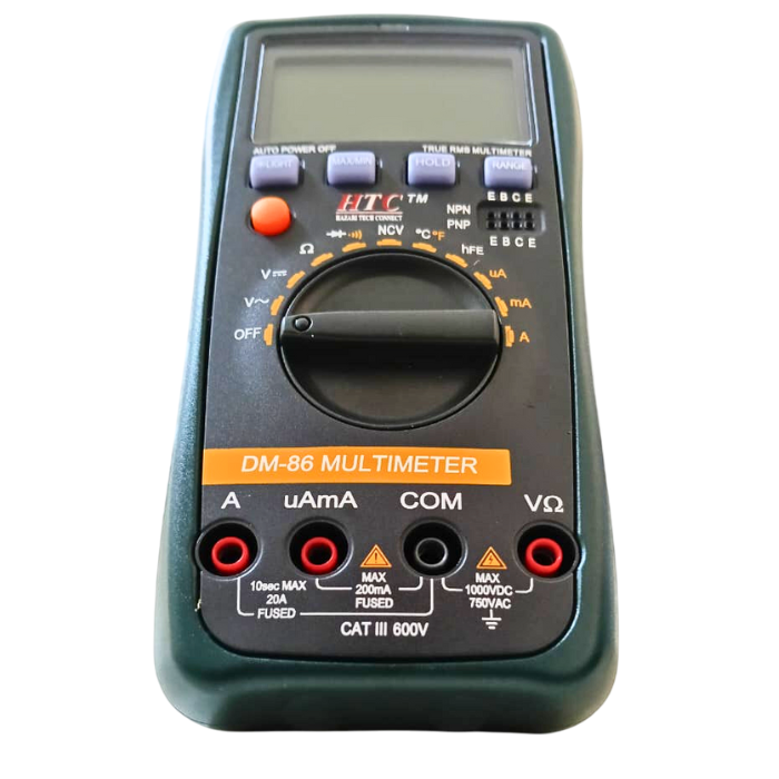 HTC DM-86 Digital Multimeter 2000 Counts - Accurate Voltage, Current, Resistance Measurement