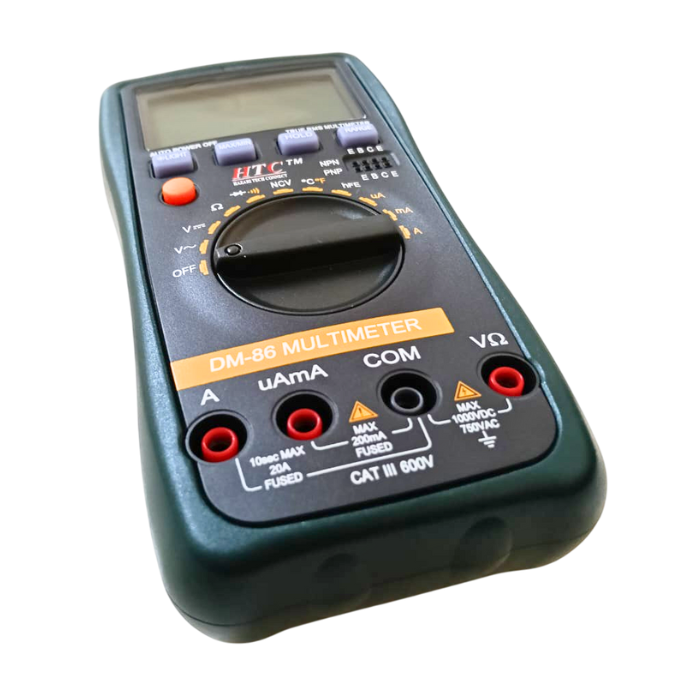 HTC DM-86 Digital Multimeter 2000 Counts - Accurate Voltage, Current, Resistance Measurement