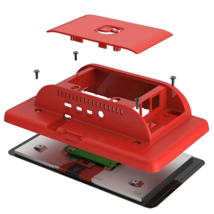 Raspberry Pi 4 Original ABS Case for 7 Inch Display - Red Colour