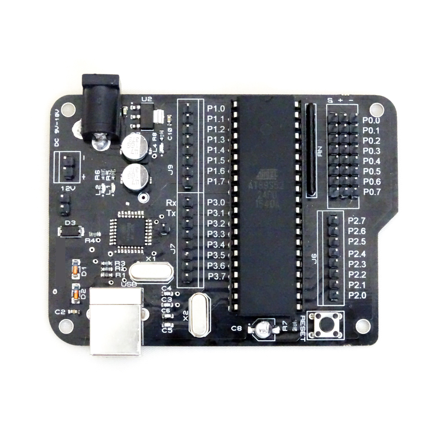 SmartElex Aryabhatta 8051 Microcontroller AT89S52 Development Board with Integrated USB Programmer