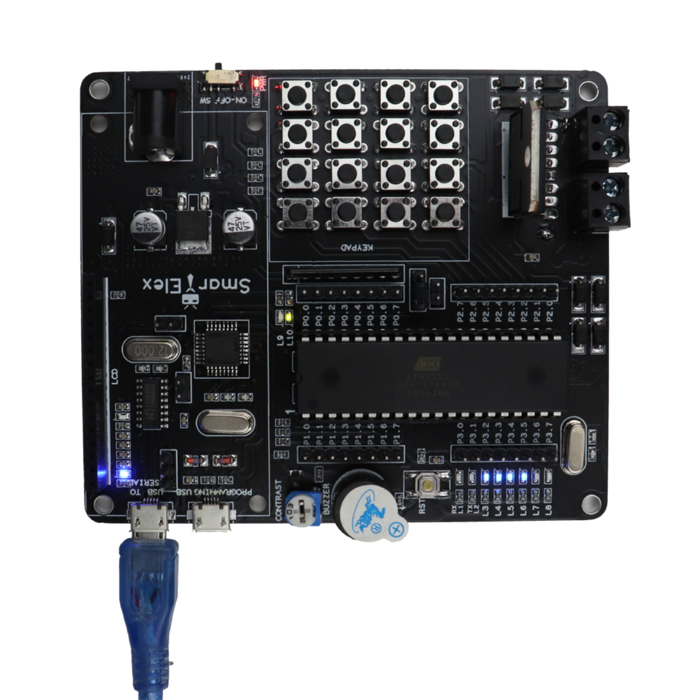 SmartElex AT89S52 Microcontroller Development Board – 40-Pin DIP MCU with L298P Motor Driver