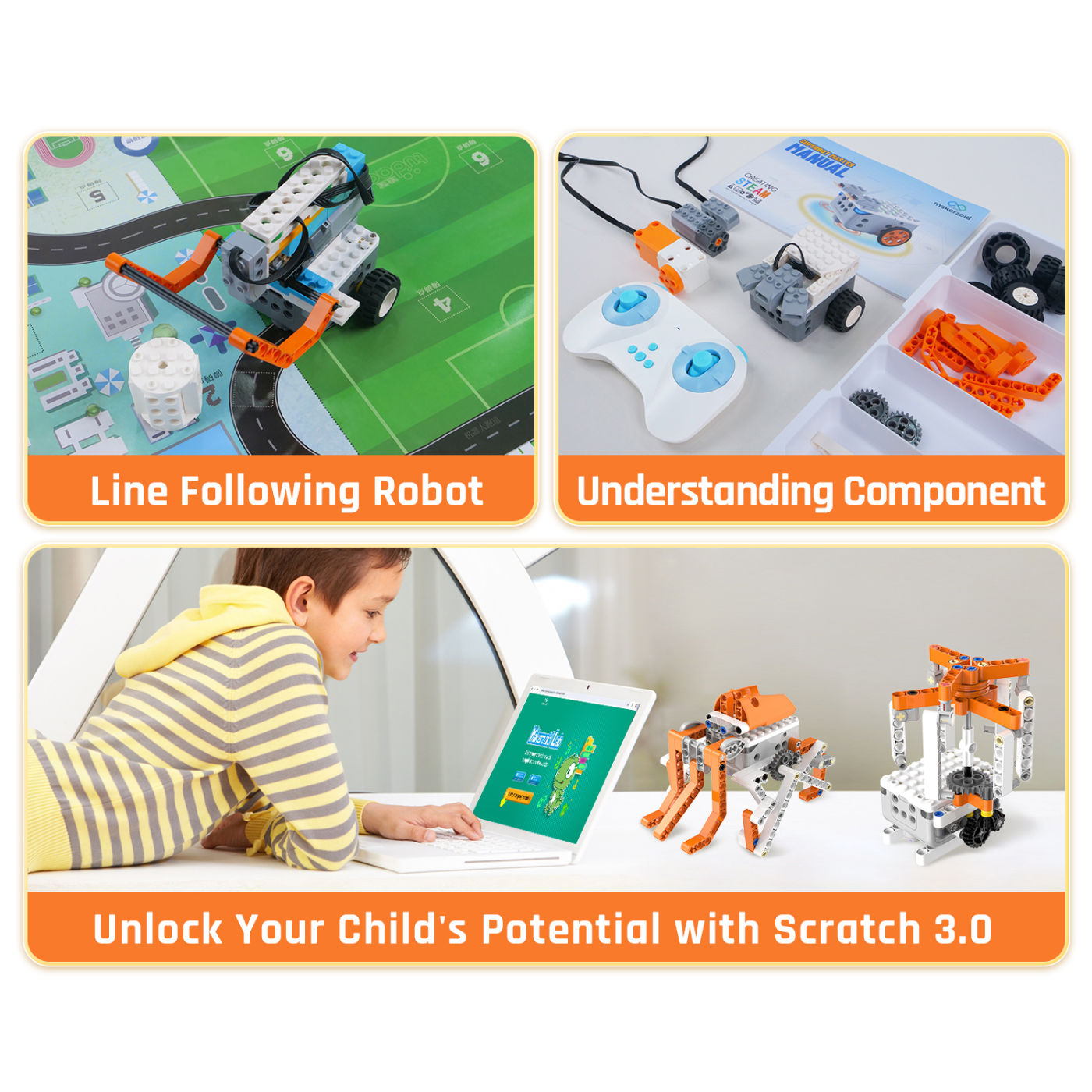 Makerzoid STEAM Super Bot Master Premium Educational Coding Robot Kit with Scratch 3.0 Block Coding