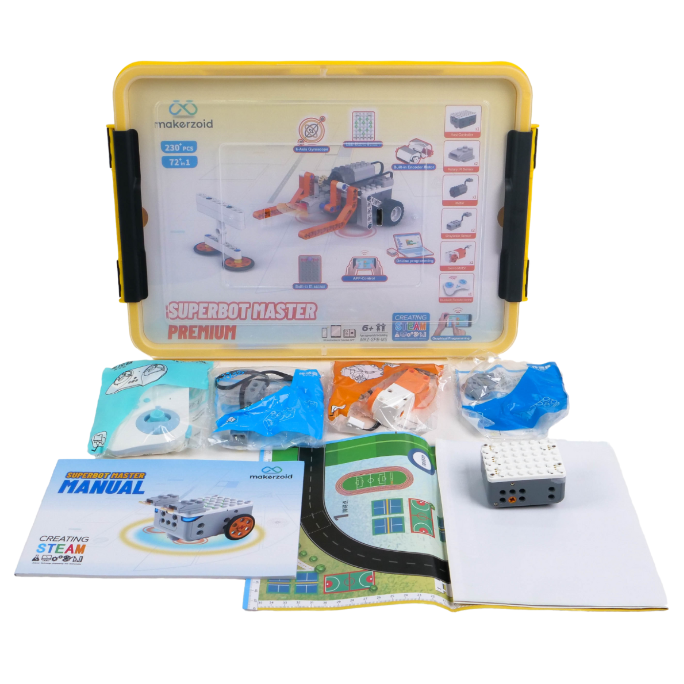 Makerzoid STEAM Super Bot Master Premium Educational Coding Robot Kit with Scratch 3.0 Block Coding