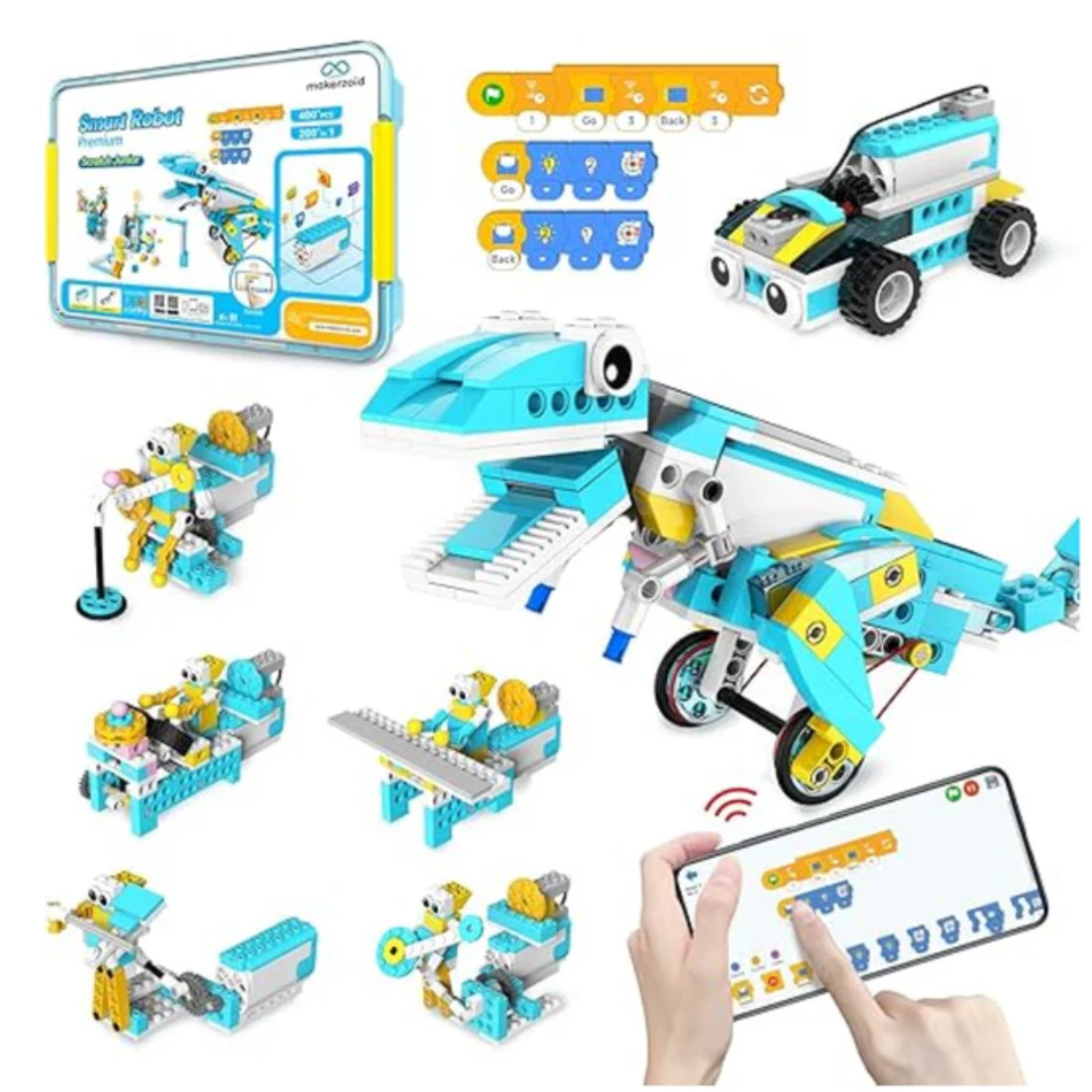 Makerzoid 200-in-1 RC Scratch Junior Coding Smart Robot Toy - Educational Robotics Kits for Kids
