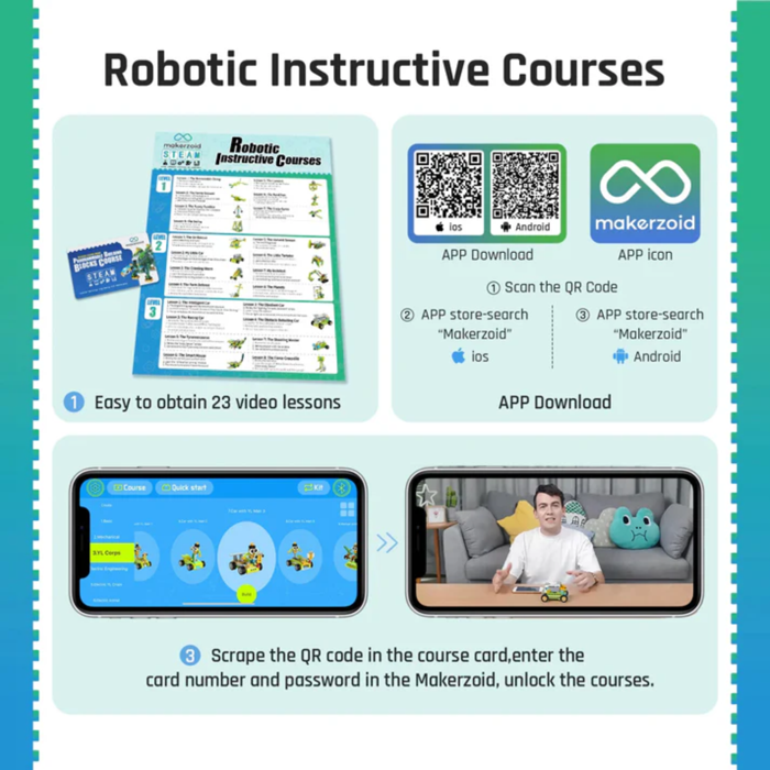 Makerzoid 100 in 1 STEAM Robot Master Educational Toy Set with Programming Building Blocks Course for 6-12 Years