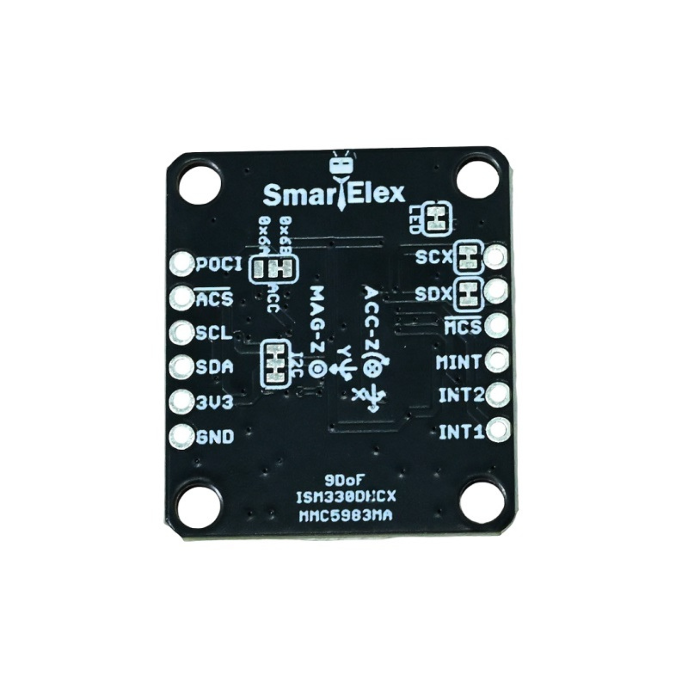 SmartElex 9DoF IMU Breakout Board with 3-Axis ISM330DHCX Accelerometer