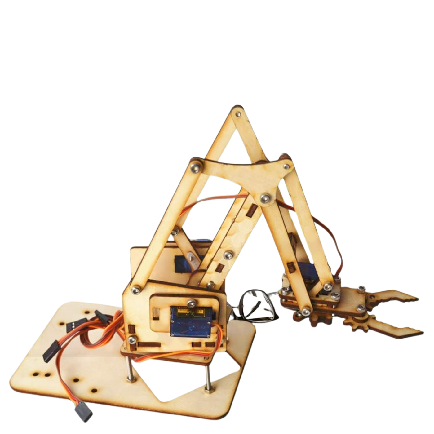 4DOF Wooden Robot Arm Kit – DIY Mechanical Manipulator with SG90 Servos