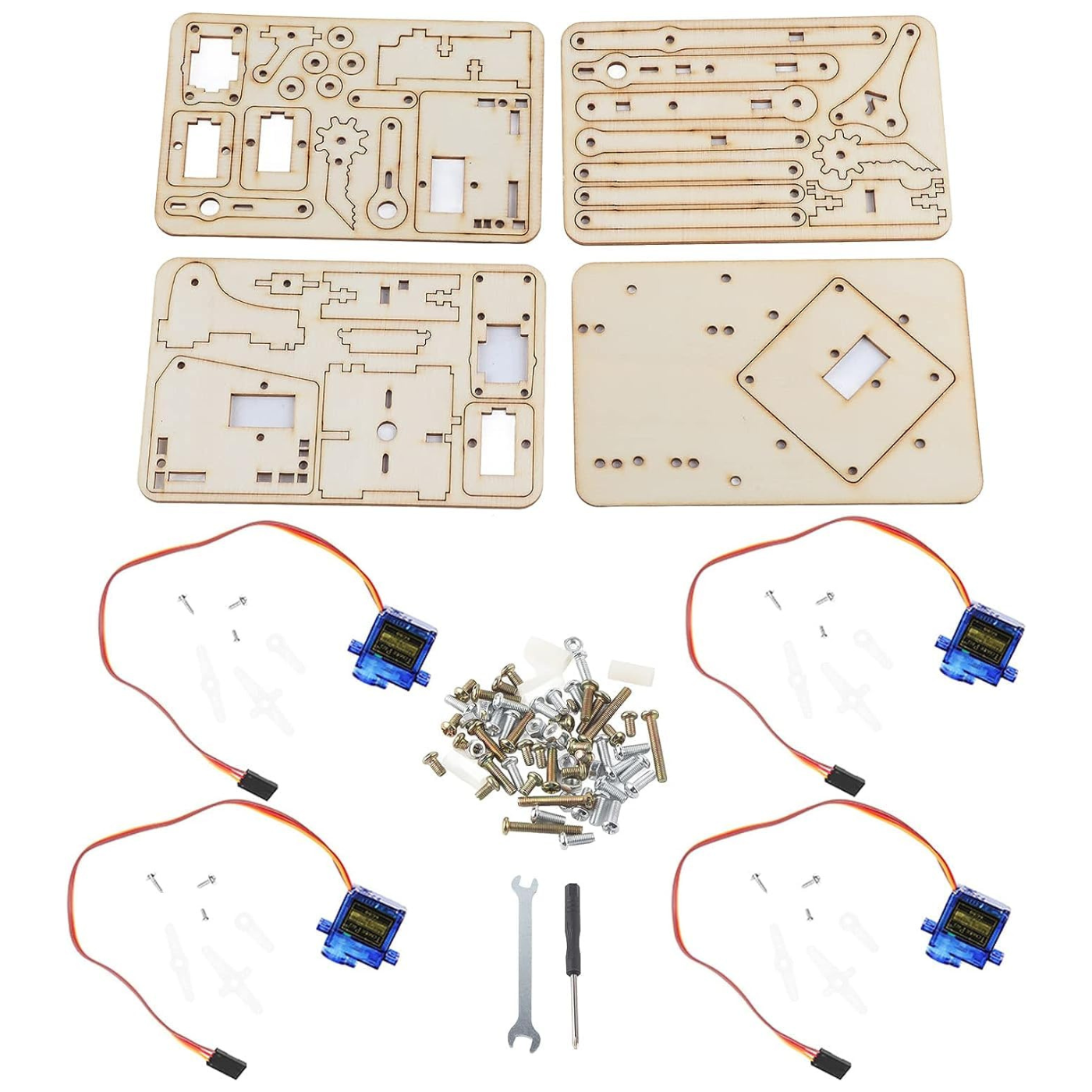4DOF Wooden Robot Arm Kit – DIY Mechanical Manipulator with SG90 Servos