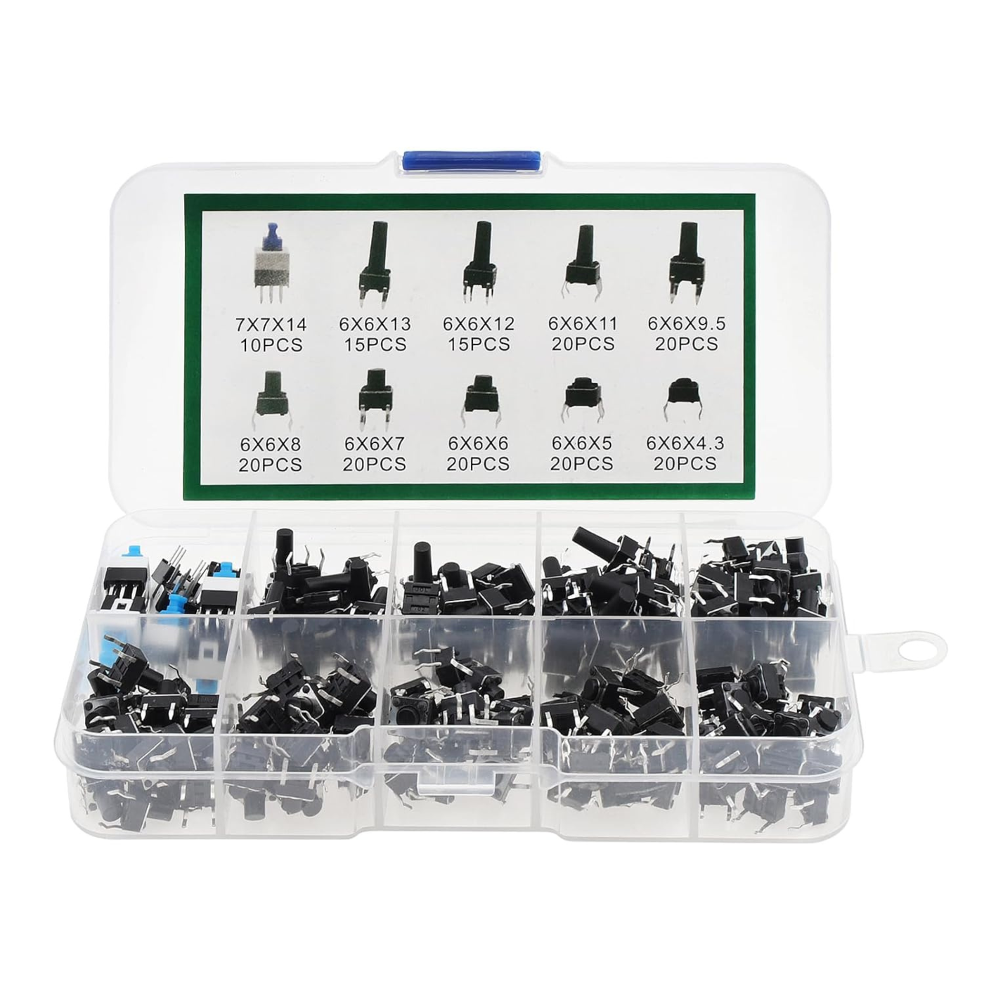 Tactile Push Button Switch Assortment Kit – 180PC 10 Value 6x6mm 4 Pin