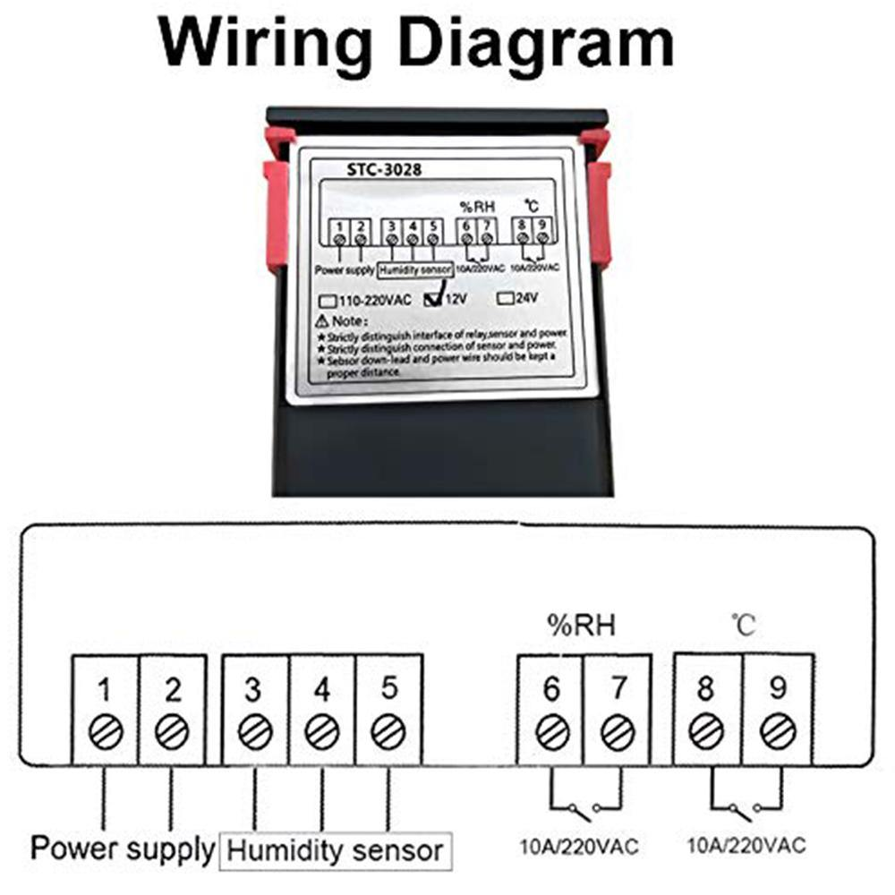 12V STC-3028 Dual Digital Thermostat Temperature Humidity Control