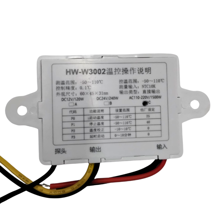 XH-W3002 Intelligent Led Digital Microcomputer Temperature Controller Mini Thermostat Switch with Water-Resistant Sensor Probe 10A (Max) Multipurpose Controller