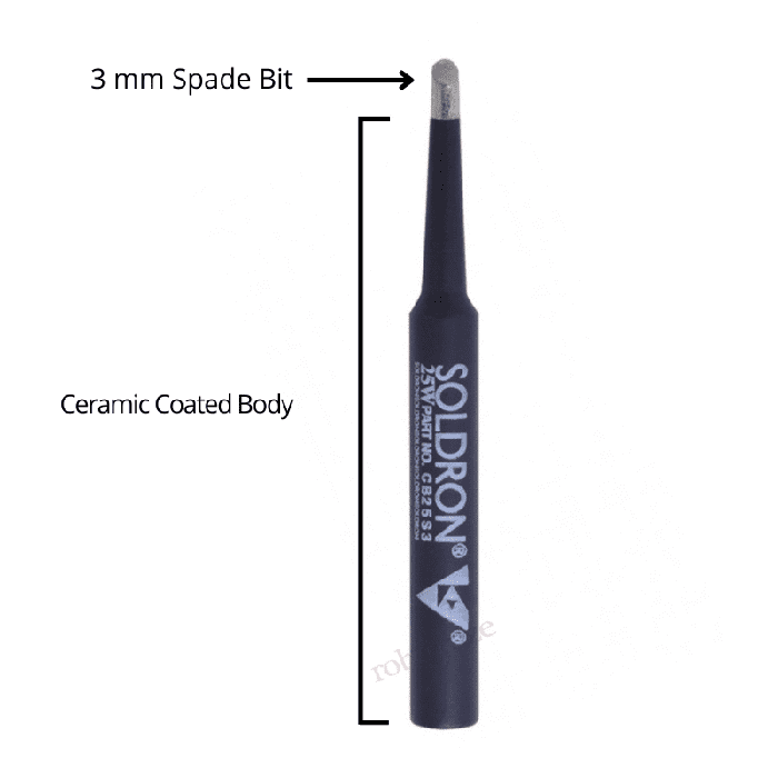 Soldron Black Ceramic Coated Delux Spade Bit for Soldron 25W Soldering Iron - CB25S3