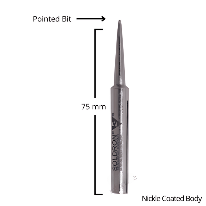 Soldron Pointed Bit Tip for 25 Watt Soldering Iron (Nickel Plated Needle Bit)- BN25N1