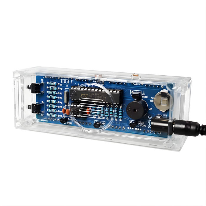 DIY 1-Inch LED Electronic Clock Kit (White) – Light-Control MCU Display Set with Enclosure