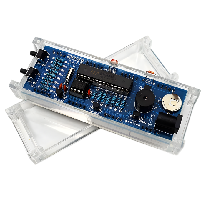 DIY 51 MCU Electronic Clock Kit (Red) – 1" Light-Control LED Display with Assembly Case for STEM Projects