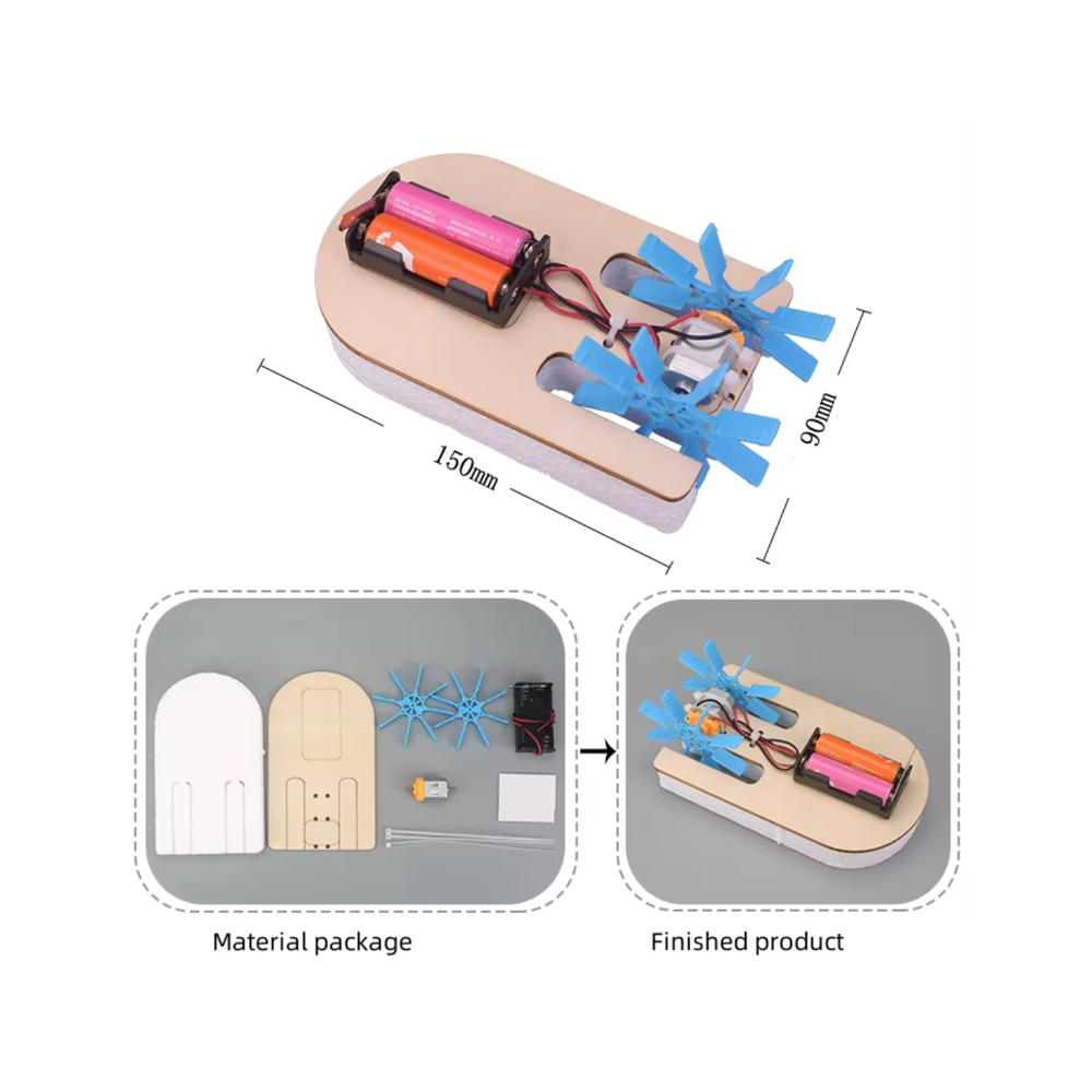 Pludo Paddle Racer STEM Kit – DIY Science Experiment Kit for Kids 3–5 | Mont–2 Water Resistance Activity