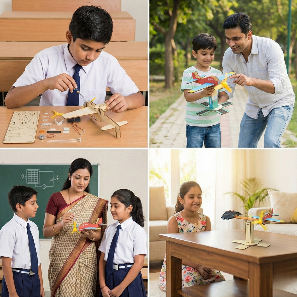 Pludo Solar Glide Aircraft STEM Kit – Mechanics of Motion DIY Kids Learning Toy for Kids 8–11 | Grade 3–5 Motion & Force Model