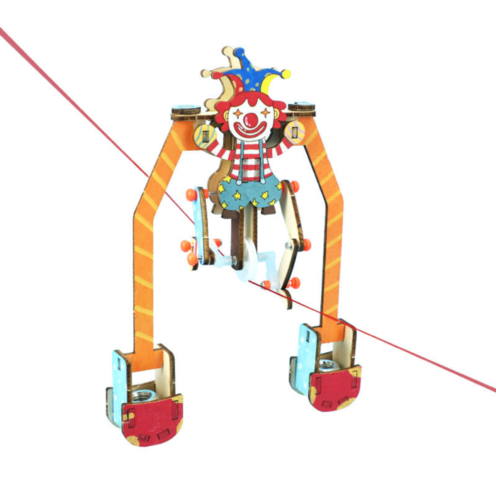 Pludo Wooden Clown Tightrope STEM Kit – Balance and Centre of Gravity Learning Toy for Kids 8–11 | Grade 3–5 DIY Science Kit