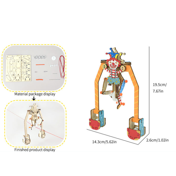 Pludo Wooden Clown Tightrope STEM Kit – Balance and Centre of Gravity Learning Toy for Kids 8–11 | Grade 3–5 DIY Science Kit