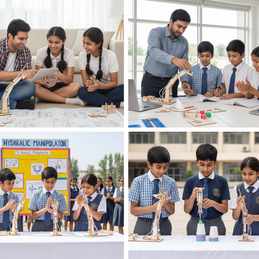 Pludo Robotic Arm – DIY Science Experiment Kit for Kids 11–14 | Mechanics and Hydraulic STEM Toy (Grade 6–8)