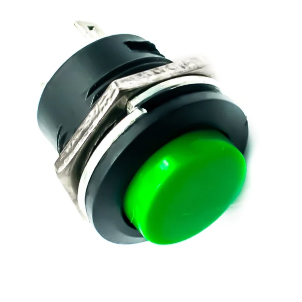 Green R13-507 16mm Round Cap Momentary Push Button Switch – 2 Pin
