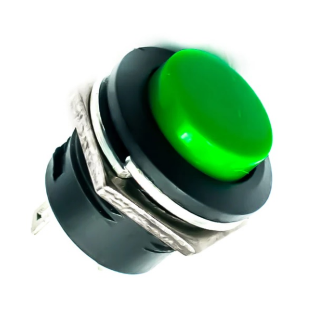 Green R13-507 16mm Round Cap Momentary Push Button Switch – 2 Pin