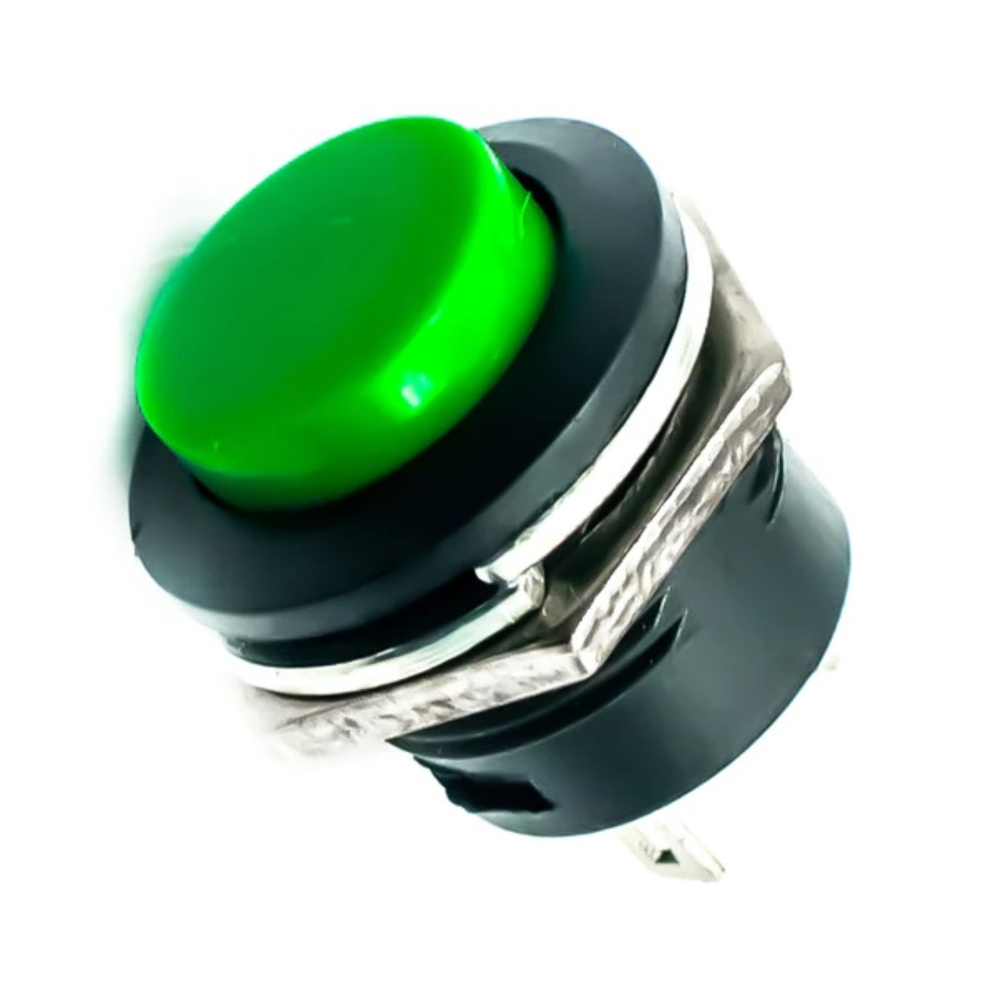 Green R13-507 16mm Round Cap Momentary Push Button Switch – 2 Pin