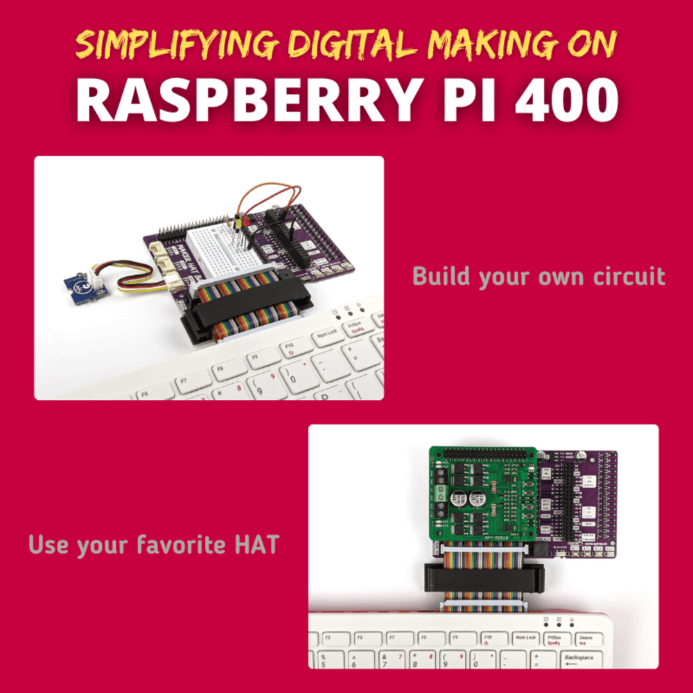 Maker Hat Base for Raspberry Pi 400 – GPIO Extension Board with Grove Ports