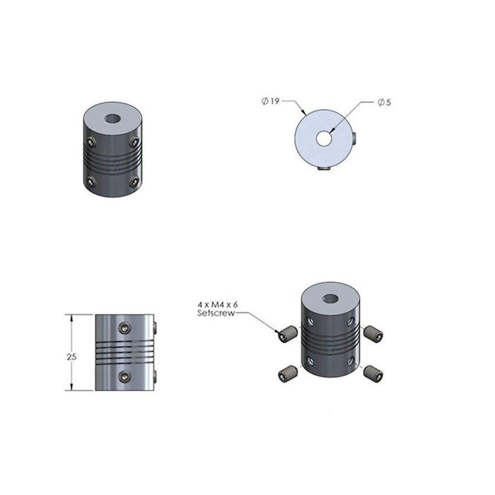 Buy 5mm to 5mm Flexible Coupling for NEMA 17 Motors - CNC & 3D Printer in India