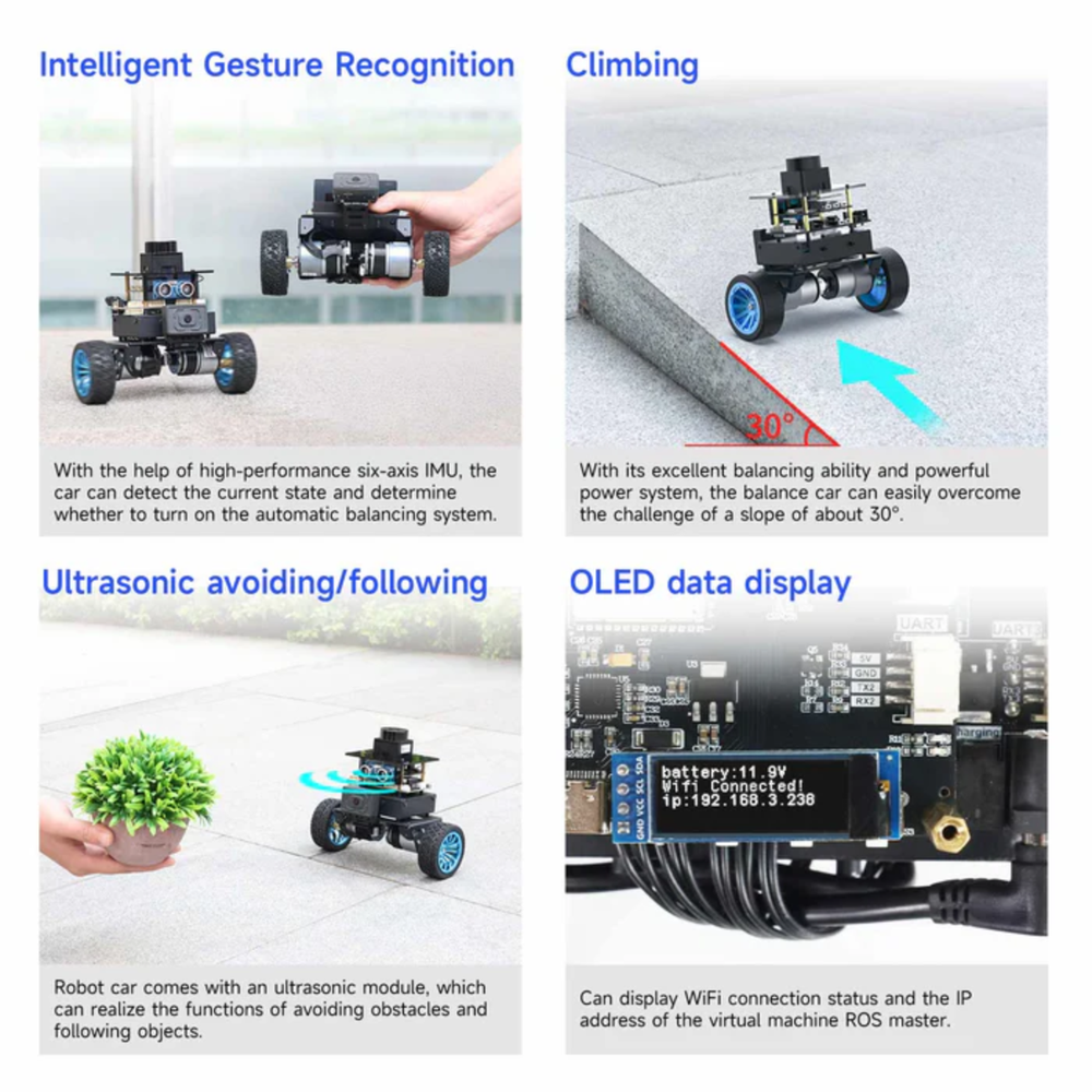 MicroROS Self-balancing Car Robot Support 4KG Load Vision Kit