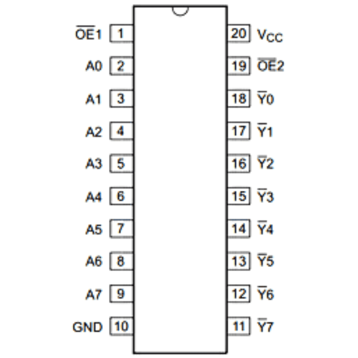 Octal 3-state Inverting Buffer IC - 74HC540