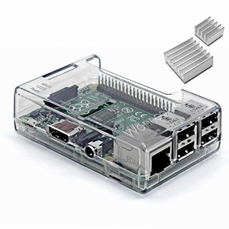 Raspberry Pi Transparent Case + Heat Sink (3pcs)