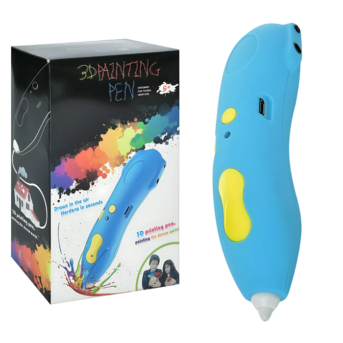 Goofoo 3D Printing Pen Blue 15cm USB Rechargeable - For DIY & Learning