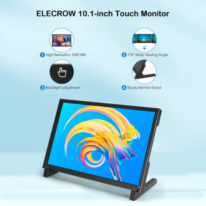 Elecrow 10.1 inch Touch Screen Display 1280x800 for Raspberry Pi and Jetson Nano PC
