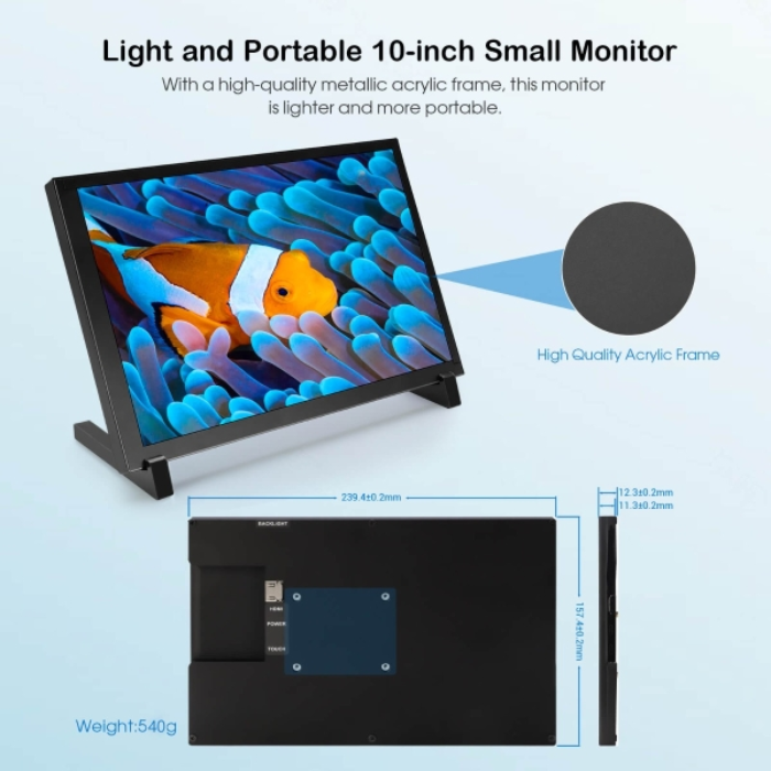 Elecrow 10.1 inch Touch Screen Display 1280x800 for Raspberry Pi and Jetson Nano PC