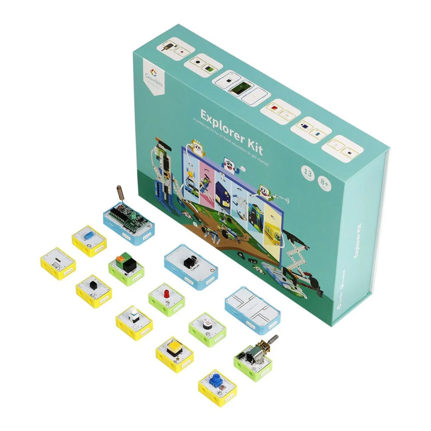 ELECROW Crowbits Explorer Kit with No-Coding Control, LEGO Compatibility, and STEM Learning