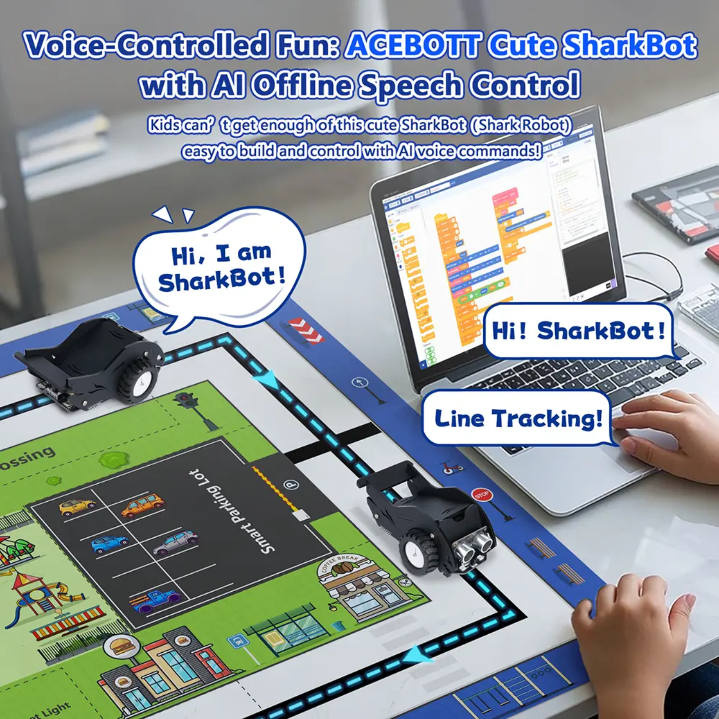 ACEBOTT QE028 SharkBot Smart Car Kit Compatible with Arduino, Python, & ACECode