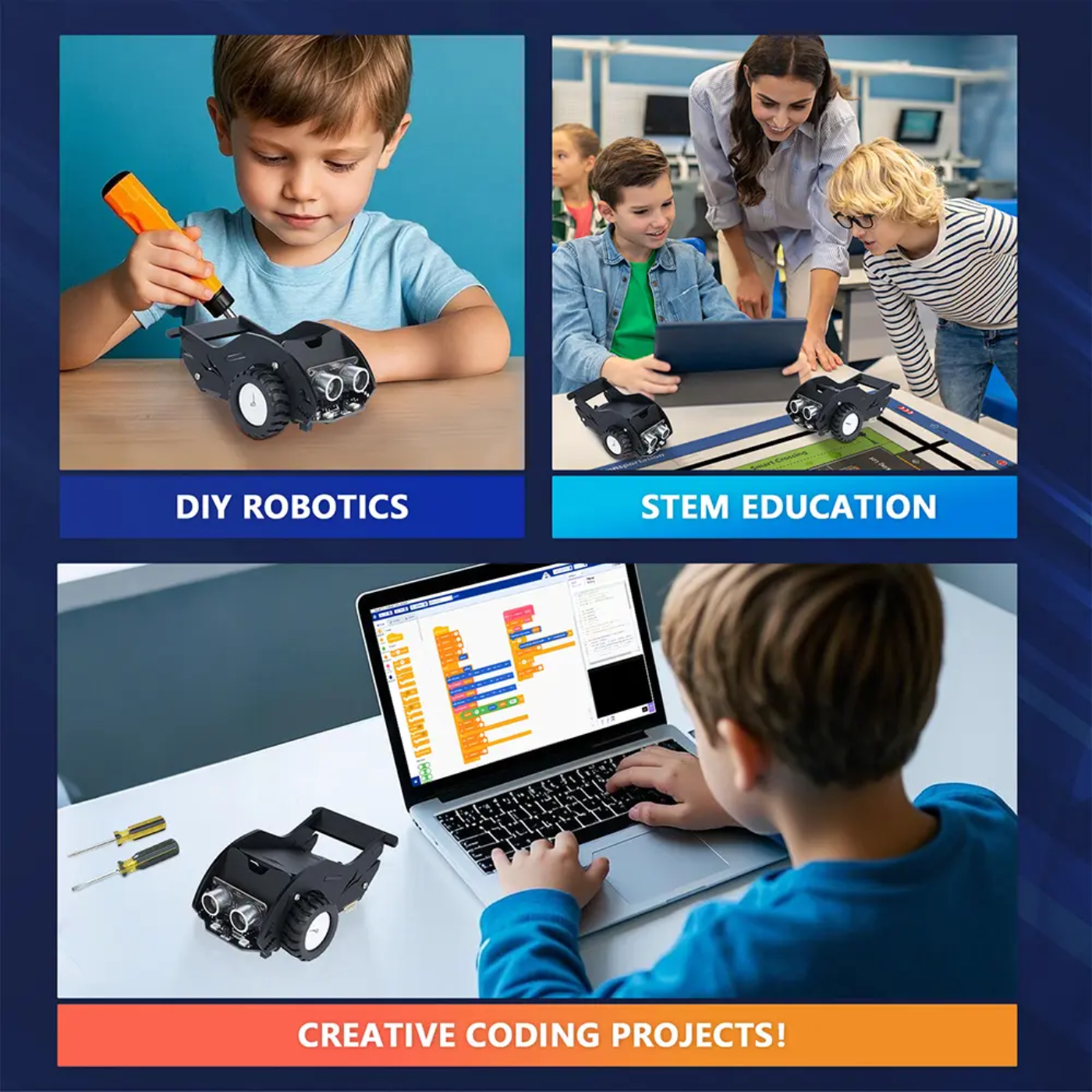 ACEBOTT QE028 SharkBot Smart Car Kit Compatible with Arduino, Python, & ACECode