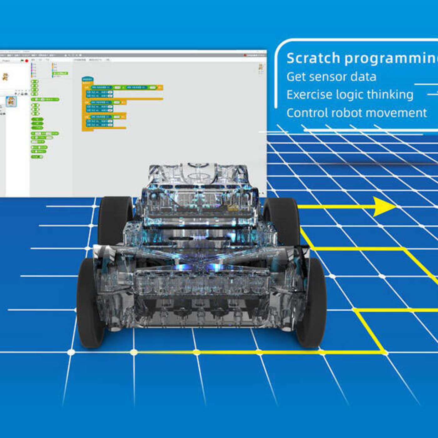 RoboRun JMC-NY-1799 Programmable 4 Wheeled RC Robot Car Kit for Children