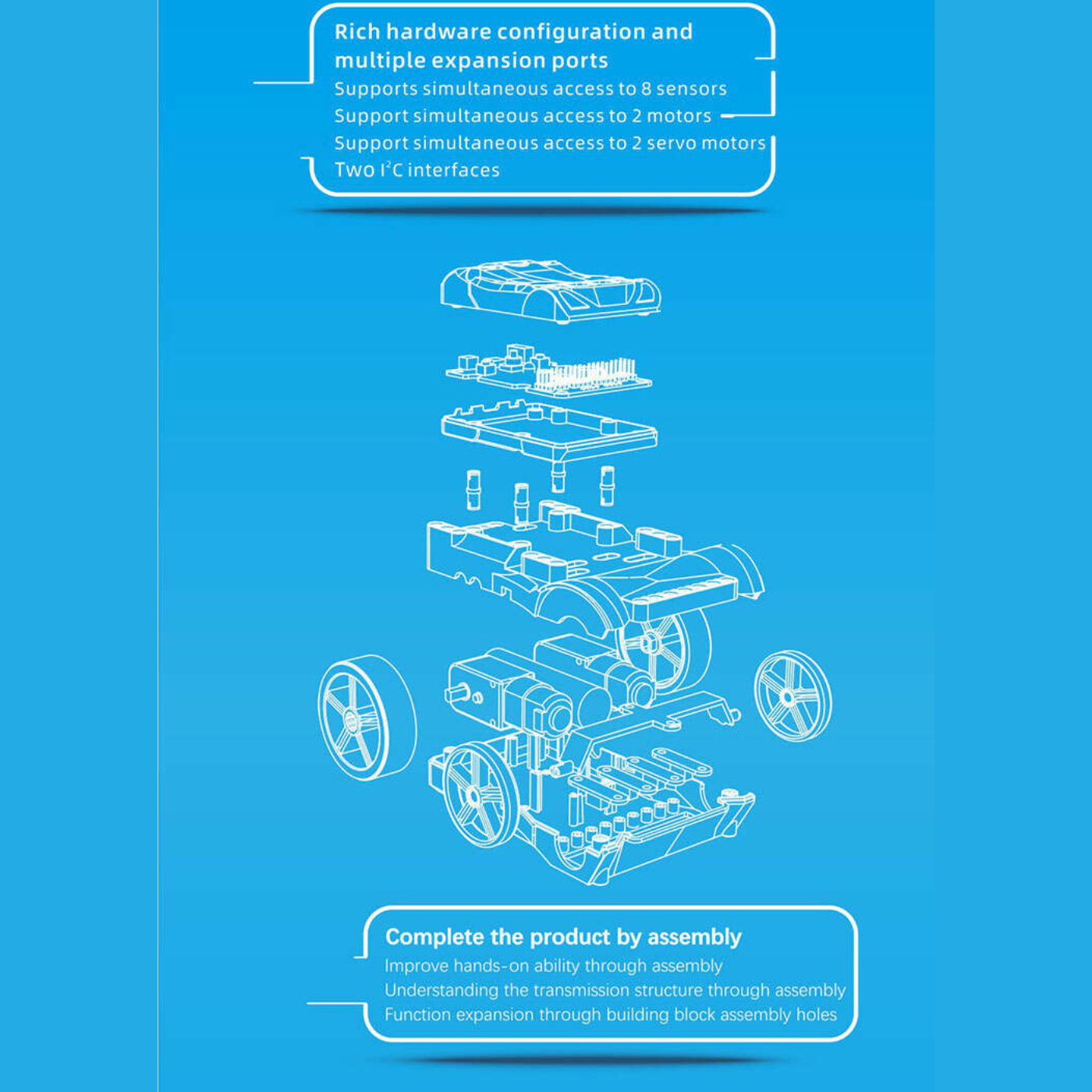 RoboRun JMC-NY-1799 Programmable 4 Wheeled RC Robot Car Kit for Children