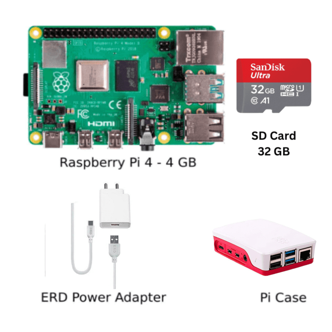 Raspberry Pi4 Model B 4GB Ultimate Kit with Pi4 4GB, Case, Power Adapter, Heatsink, 32GB SD Card, Manual, HDMI and Ethernet Cable