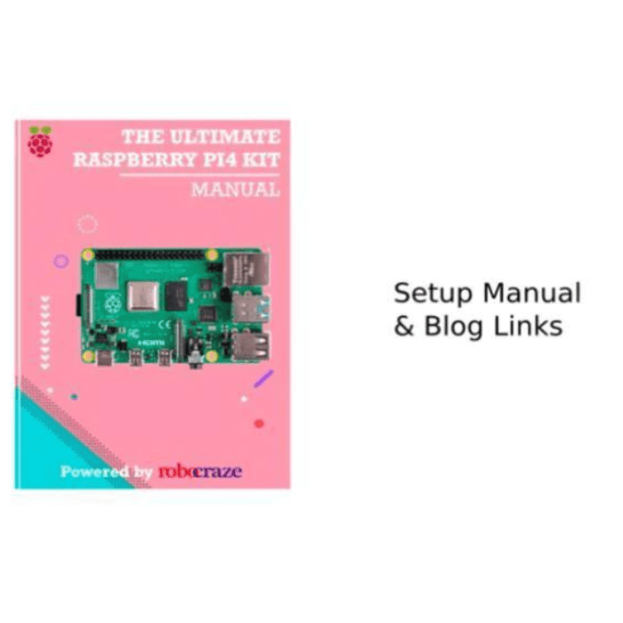 Raspberry Pi4 Model B 2GB Ultimate Kit with Pi4 2GB, Case, Power Adapter, Heatsink, Fan, 32GB SD Card, Sensors, Manual, HDMI and Ethernet Cable