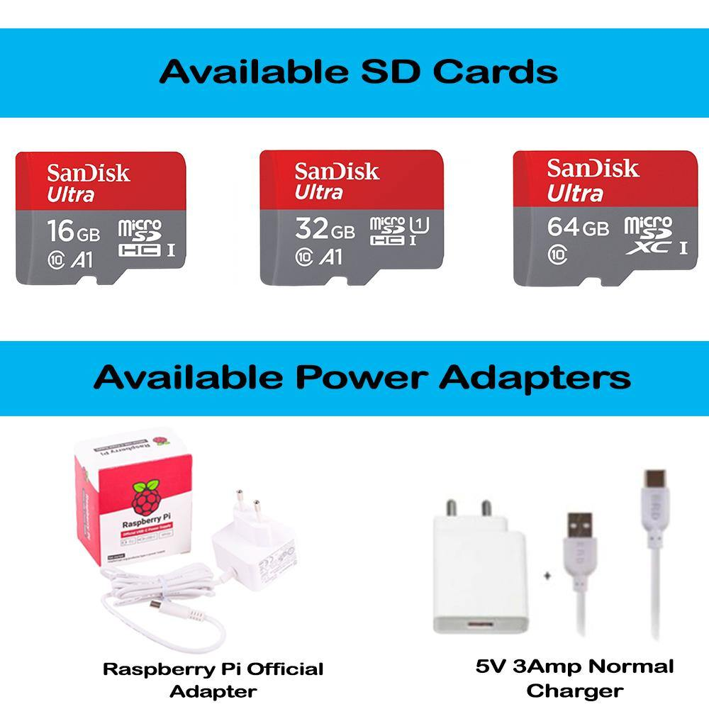 Raspberry Pi4 2-4-8GB Model 4B Ultimate Kit- Case, Power Adapter, Ethernet Cable, SD Card, Sensors and Manual