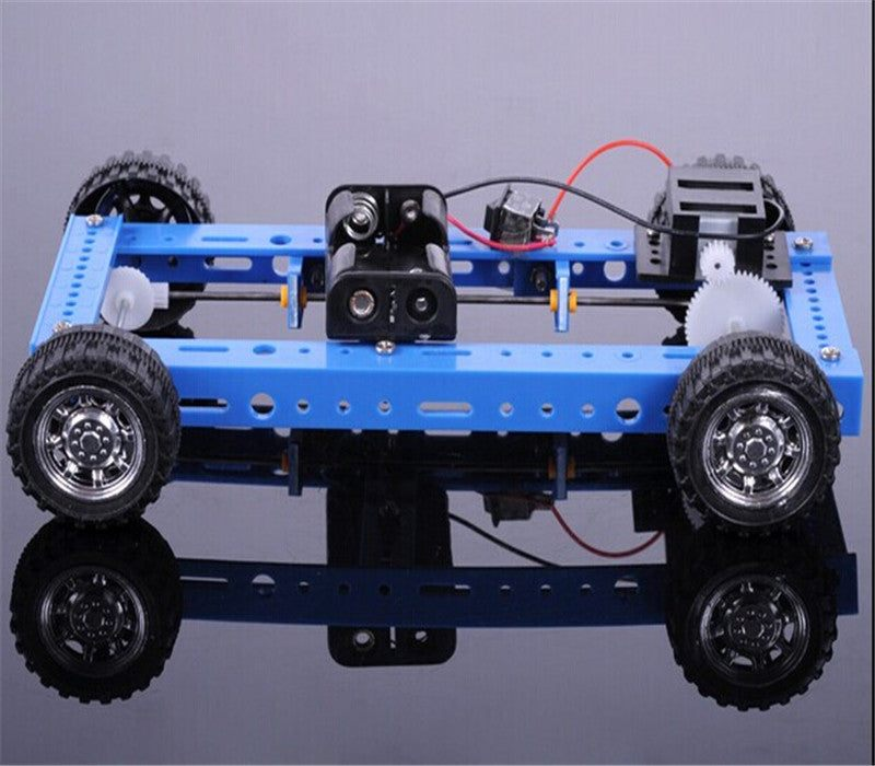 DIY Blue Electric 4-wheel Drive Car Model
