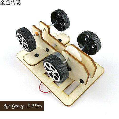 DIY 4 Wheel Drive Solar Powered Wooden Car Kit