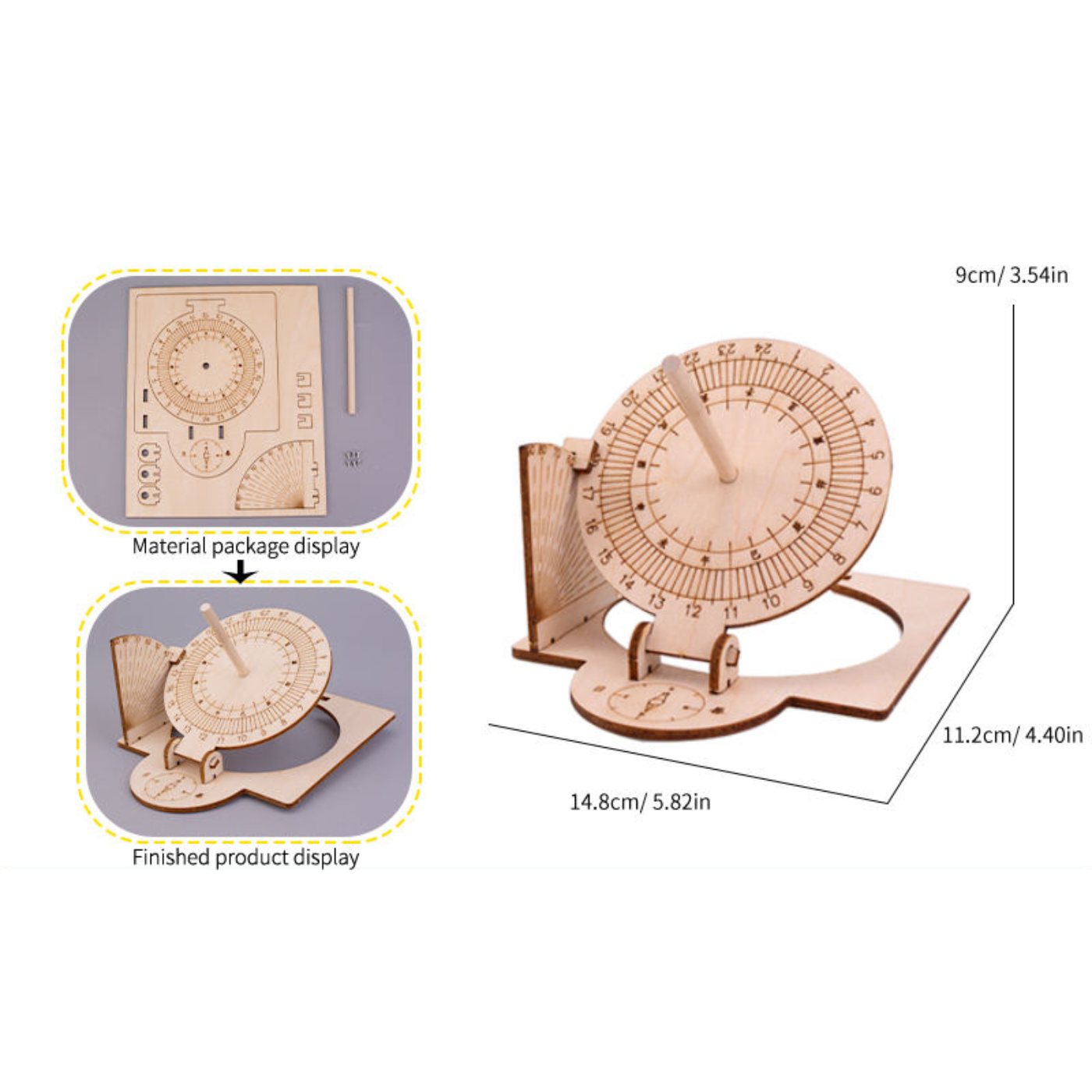 Pludo STEM Kit Sun Tracker – DIY Wooden Sundial Educational Toy for Kids 8–11 | Grade 3–5 Solar Time Science Learning Kit