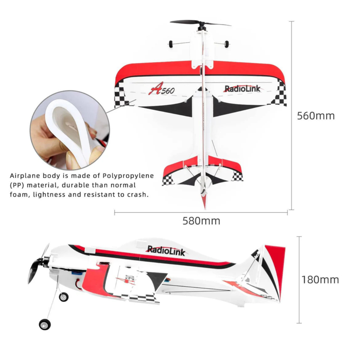 Radiolink A560 PNP RC Airplane with 6 Flight Modes (No Radio/Receiver/Charger)