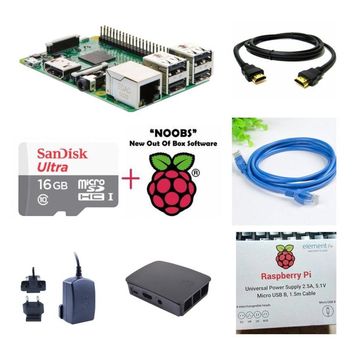 Raspberry Pi 3 Model B Starter Kit - Electronics for IoT Projects