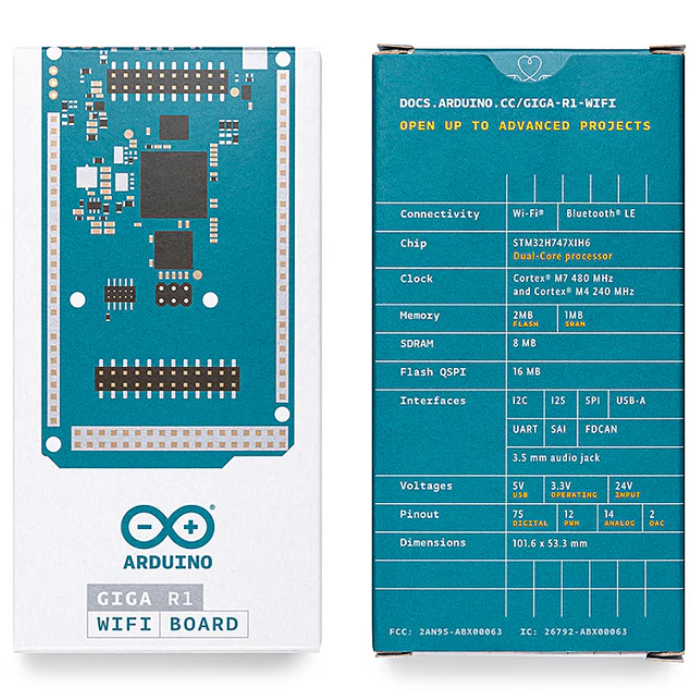 Arduino GIGA R1 WiFi ABX00063 480MHz Dual-Core Dev Board - IoT, Robotics, Embedded Systems